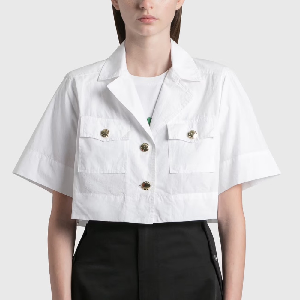 GANNI Cotton Poplin Cropped Shirt